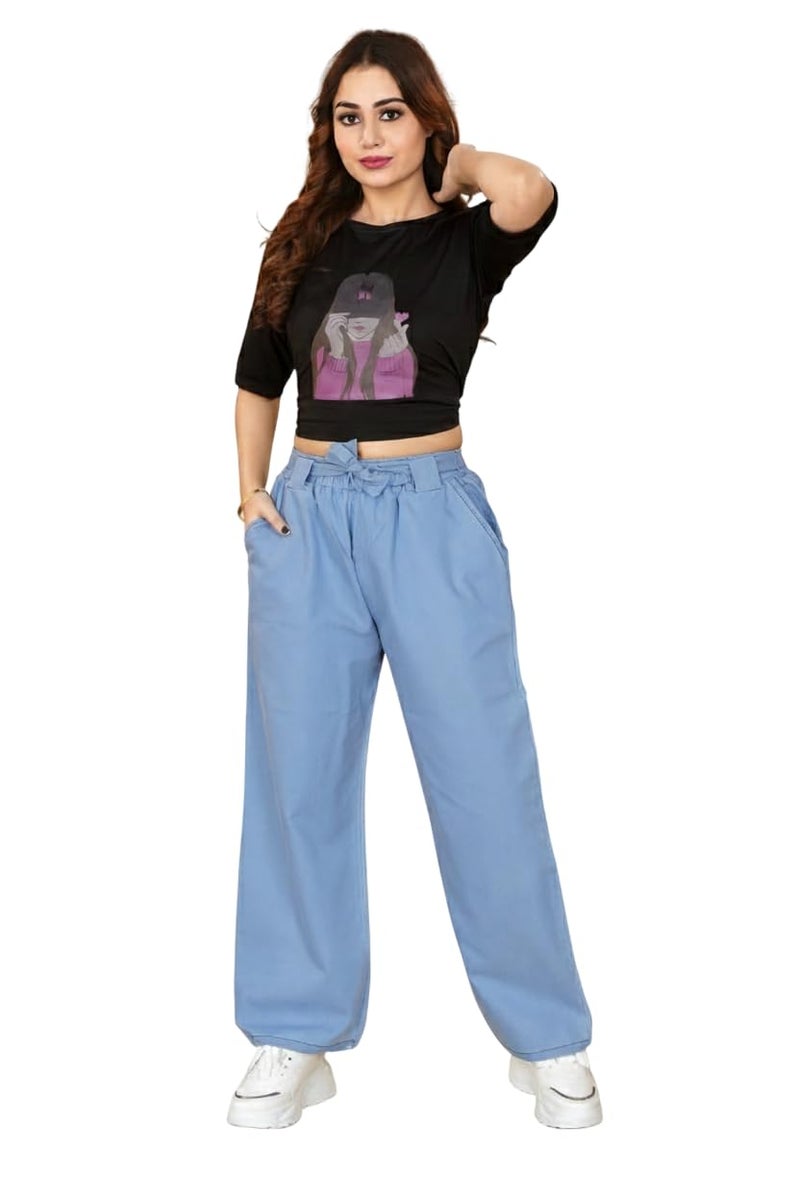 VIG TRENDS Women's 2-Piece Co-ord Set, Crop Top with Graphic Print and Wide Leg Pant Set, Casual Athleisure Outfit - Image 1